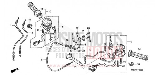 LEVIER DE GUIDON/COMMUTATEUR/CABLE (1) CBR600FX de 1999